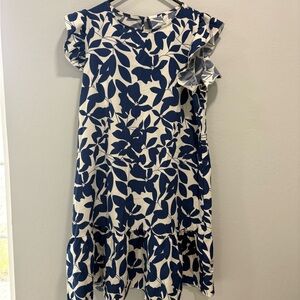 Source Unknown Navy and White Floral Mini Dress